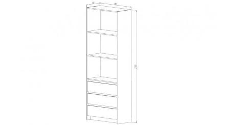 Стеллаж 3 ящика Бостон, дуб Вотан 